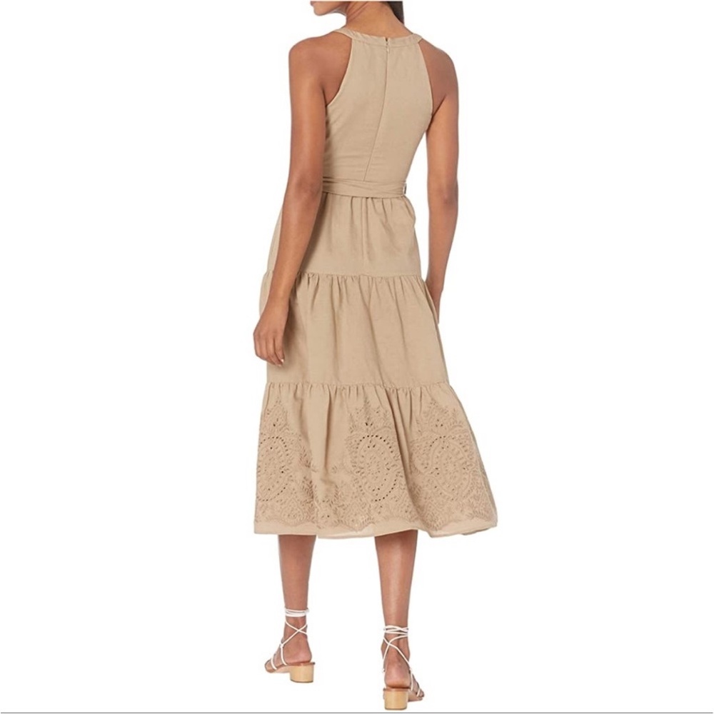 Parker Eyelet Midi Dress in Utility Tan - Picture 2 of 8